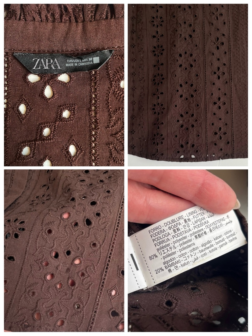 Zara Puff Sleeve Shirt With Perforated Embroidery - Picture 13 of 13